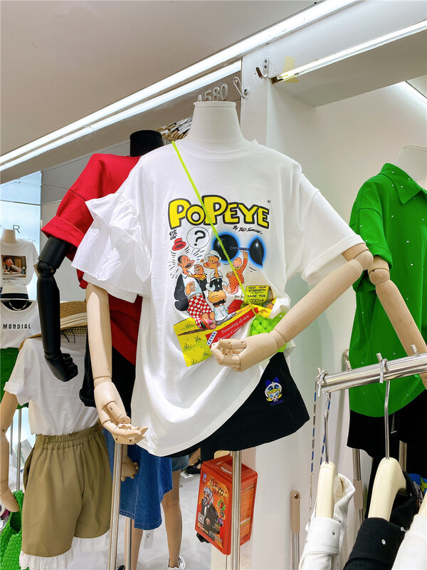 Live 75! [more] cartoon printed loose short sleeve T-shirt (T-shirt only) 88156# ozq