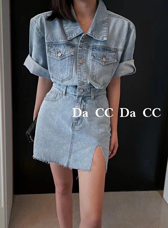 [K2 design] fashionable retro short sleeved denim dress tz27# WTT