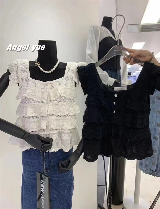[macaroon] hollow out fashion careful machine shirt 875# PCZ