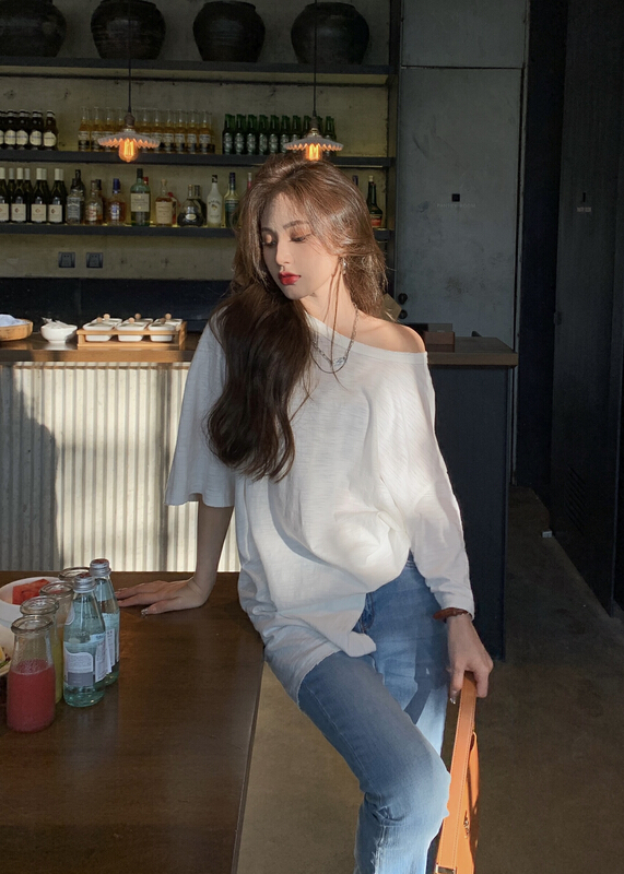 New year in early spring! Lsa67# round neck sleeve T-shirt