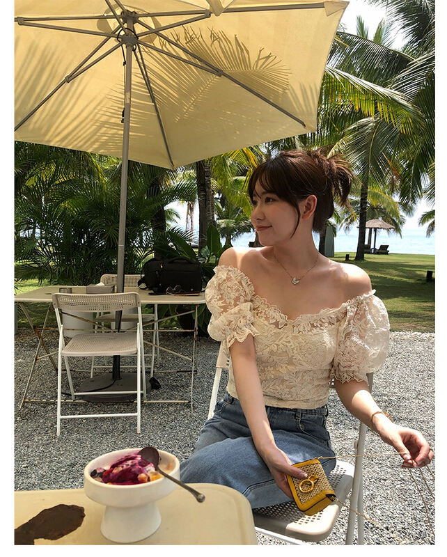 [colorfui] hollow out lace embroidery blouse 6395# cqw