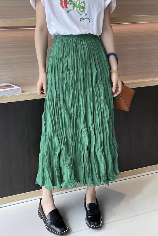 New in early summer! [love in clothes] elastic waist literature and art Sen Department Vintage temperament pleated skirt 1111-1# Cl