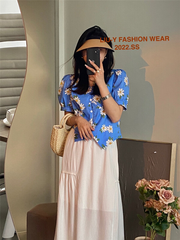 [Liu. Y] flower single breasted fashion shirt 6199-1# L