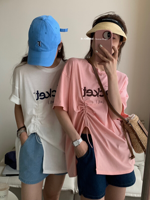 goods in stock! New in early summer! [B plus] crew neck loose letter printed short sleeve T-shirt 22-9250-2# HBx