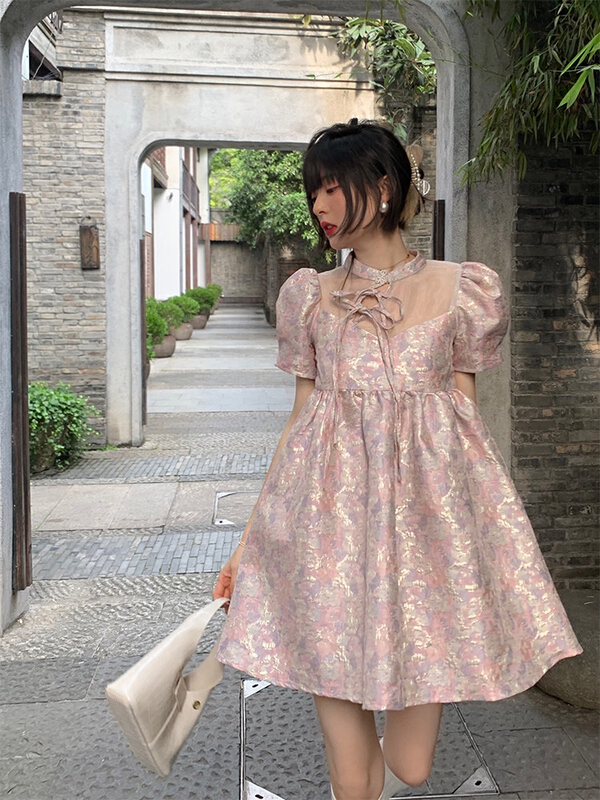 [savage] court style hollow out bow tie dress e8151# WPL