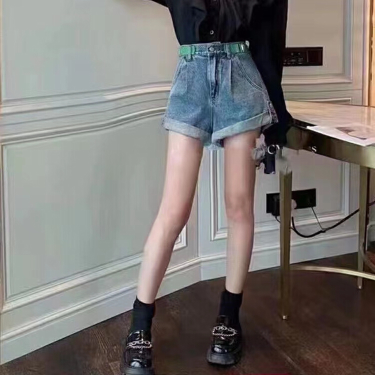 [J-star] slim Korean color blocked denim shorts 3265# Cl