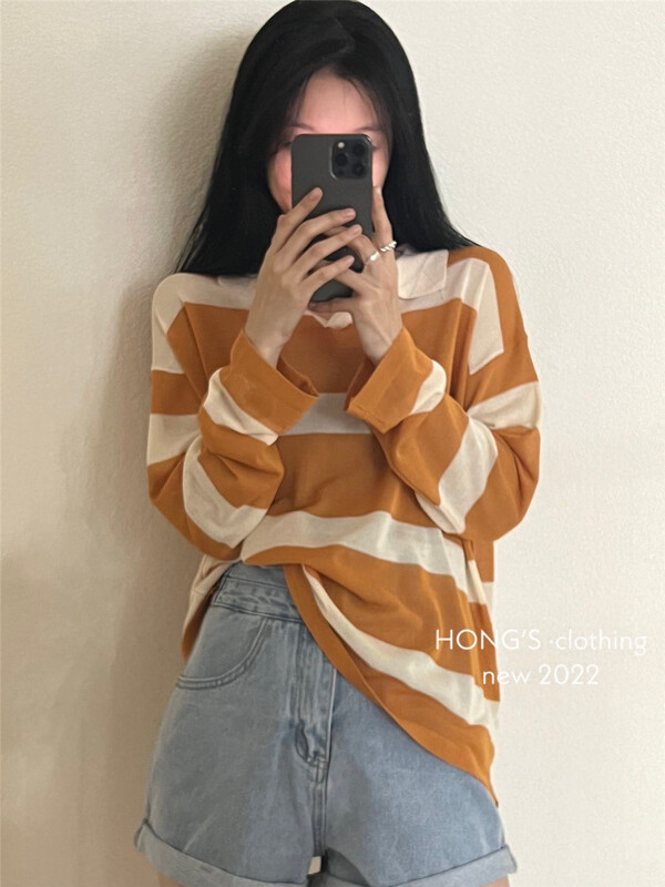 [Hong's] Korean stripe comfortable sweater 3075# ll