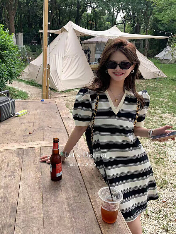 [only love] Korean lazy casual stripe dress c337# zxl
