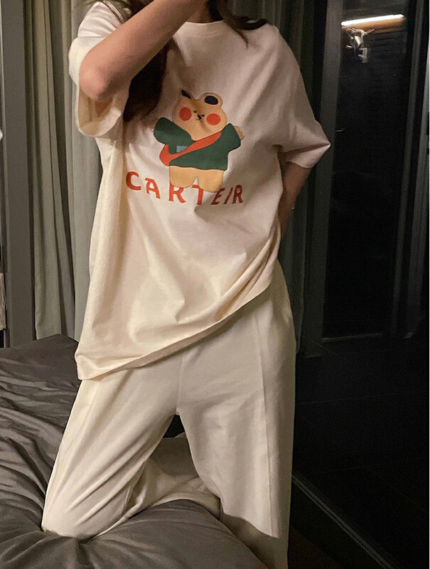 New in early summer! [we are] Korean versatile Cartoon Bear print short sleeve T-shirt 20060# ZSY