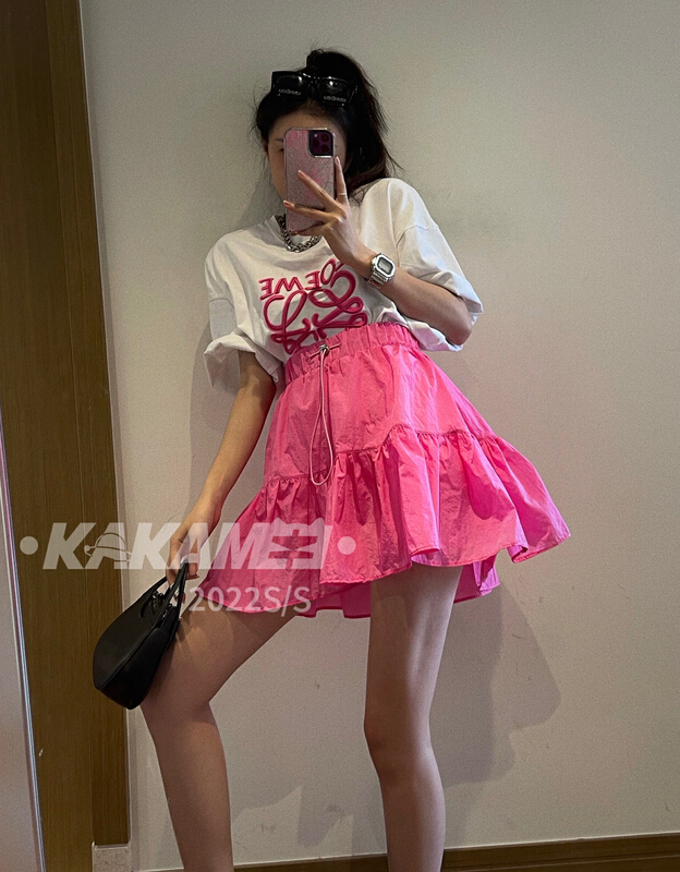 New in early summer! [kakamee] versatile plain pleated skirt 3886# LSL