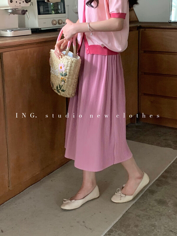 New in early summer! [ing] high waist, slim and versatile straight tube pleated skirt 7376# ZSY