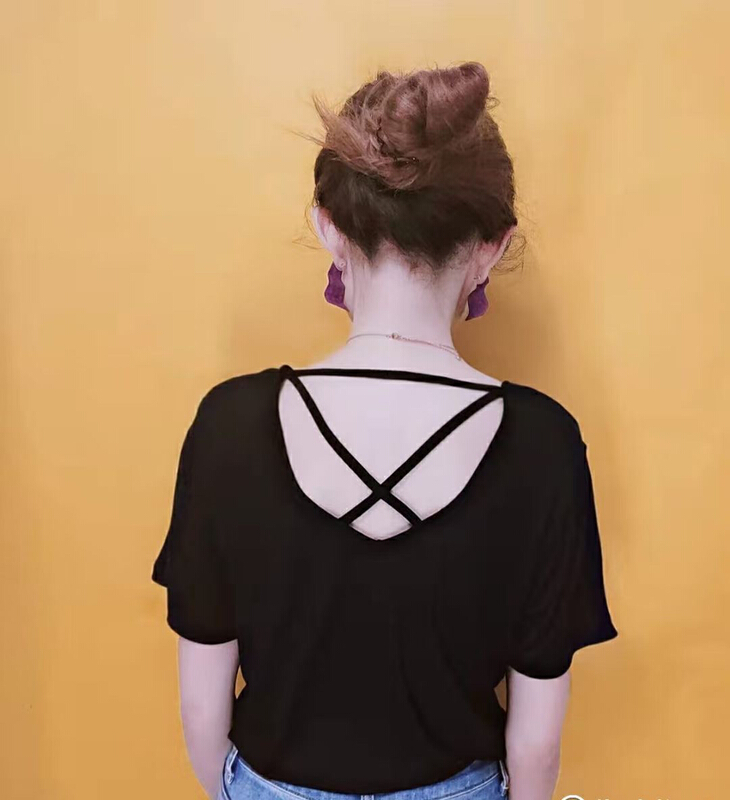 [barley] modal back V-neck short sleeve T-shirt 6029# hjy