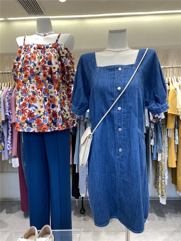 [Boran buran] square neck simple lady dress (excluding necklace) 7382# LSW