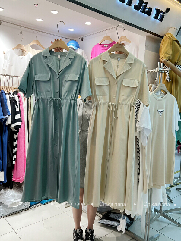 New in early summer! [Yi Jia Yi] Korean style waist closing suit collar dress 779# cqw