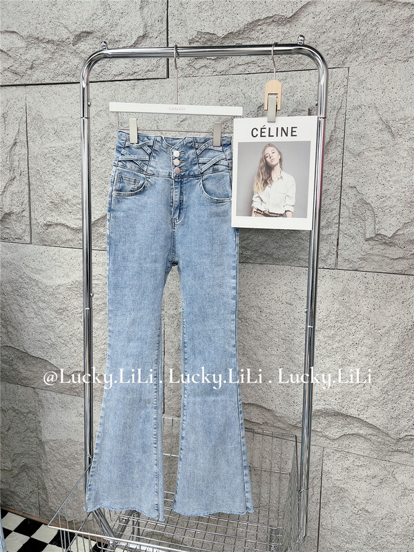 goods in stock! [lucky Lili] high waist cross design slim jeans 656# zxx