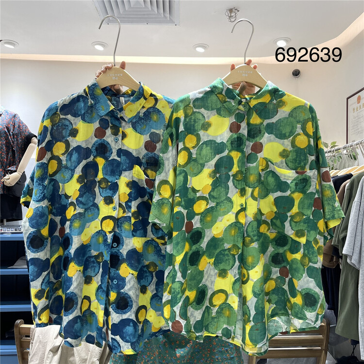 [twenty printed wood] Japanese summer floral loose shirt 692639# L