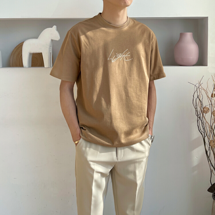 [Macallan] round neck embroidered letter short sleeve T-shirt 205# ZZL