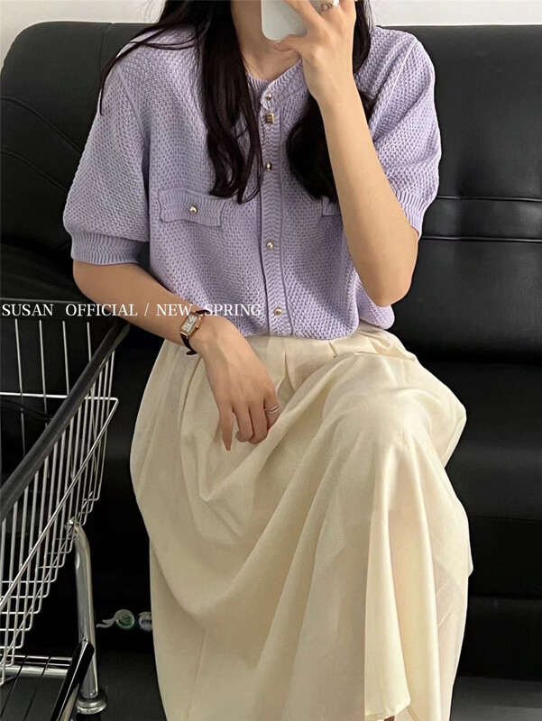 goods in stock! New in early summer! [Susan] crew neck button casual knit cardigan s7932# LSW
