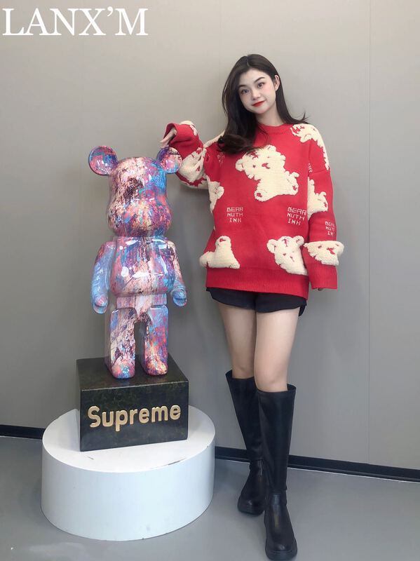 早春上新!【LANXM】新品國潮本命年屬虎拜年喜慶保暖毛衣  881#  JJ