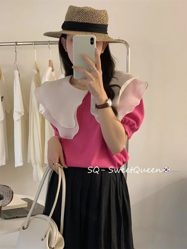 New in early summer! [sq] Korean double layer lotus leaf collar shirt ys1-8850# zxx