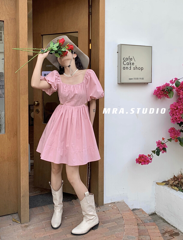 New in early summer! [MRA] Korean design waist hollowed out dress xt5025# zxl