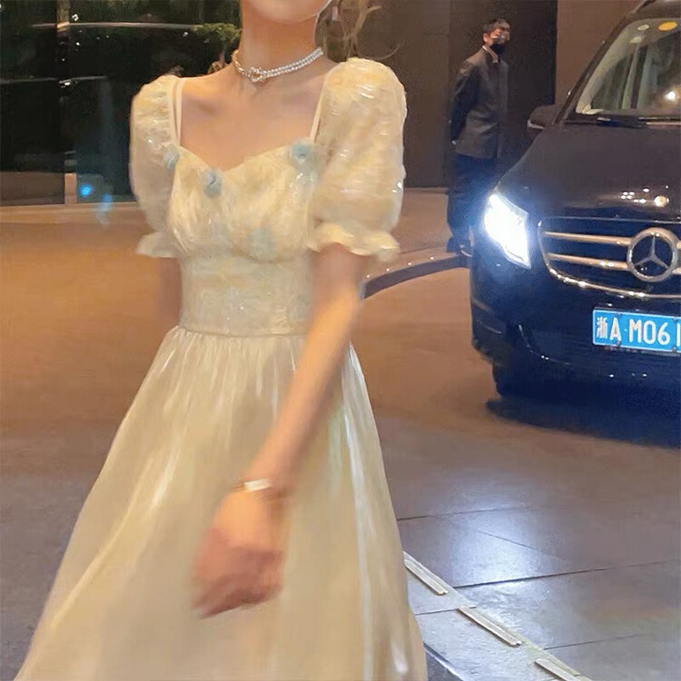 [Yingying Xinyi] heavy industry Sequin lace splicing dress 7381# Cl