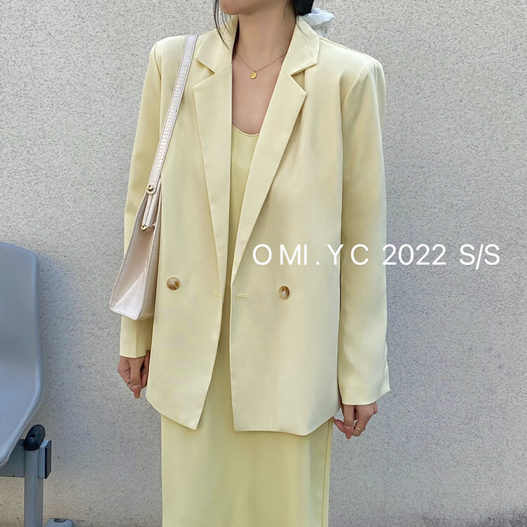 Original price 84.60! [O MI] Korean textured double button suit ys1-3201# HBx