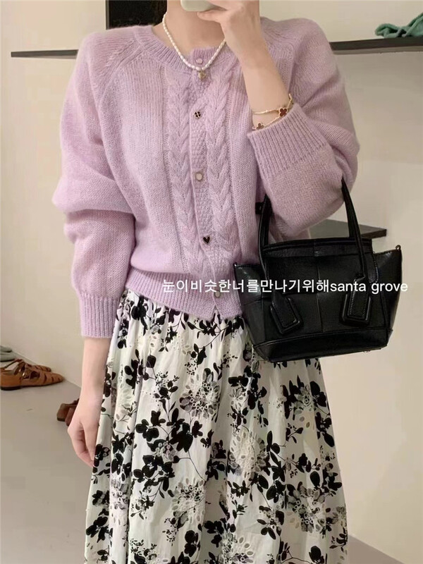 New year in early spring! [are you] Korean loose round neck solid color knitted cardigan 802# ll