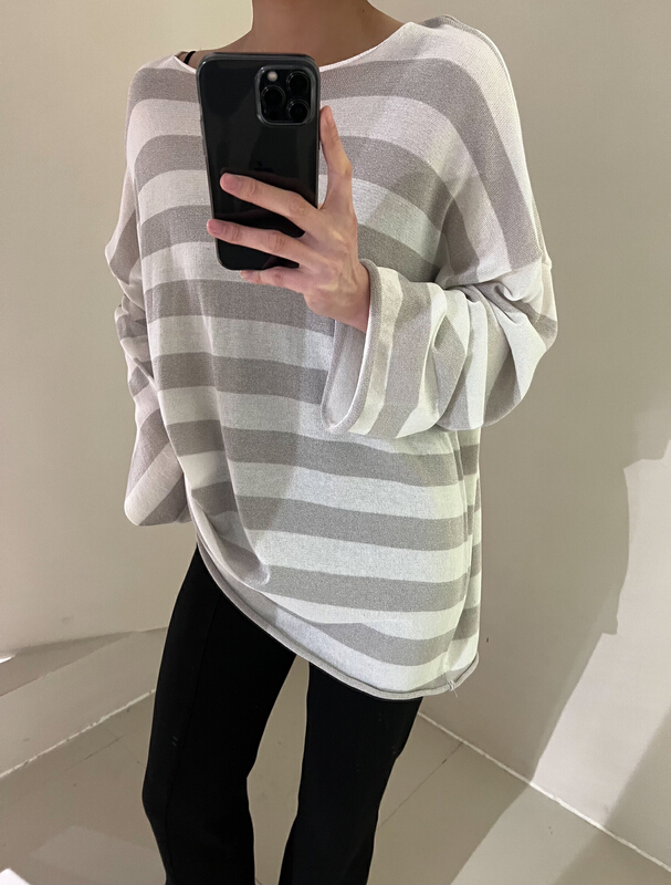 [Bu class] Korean personalized stripe loose knit b14149# zxl