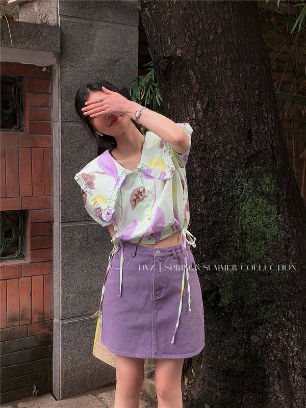 [dvz] large lapel contrast short ins shirt ys1-6308# zxx