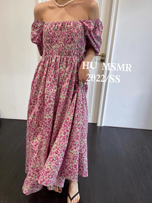 New in early summer! [Hu] square collar floral simple retro dress ys1-6638# zyh