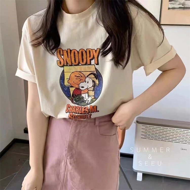 New in early summer! [TMS] round neck cartoon printed short sleeve T-shirt 1757# L