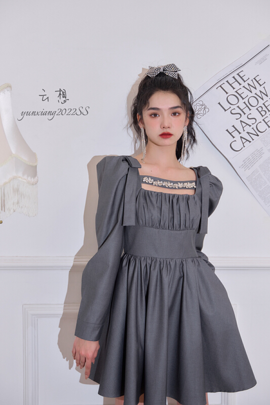 New year in early spring! [Yunxiang (formerly in style & MC)] thousand gold Rhinestone decorative bubble sleeve dress (without Rhinestone band) ys1-2203# jhy