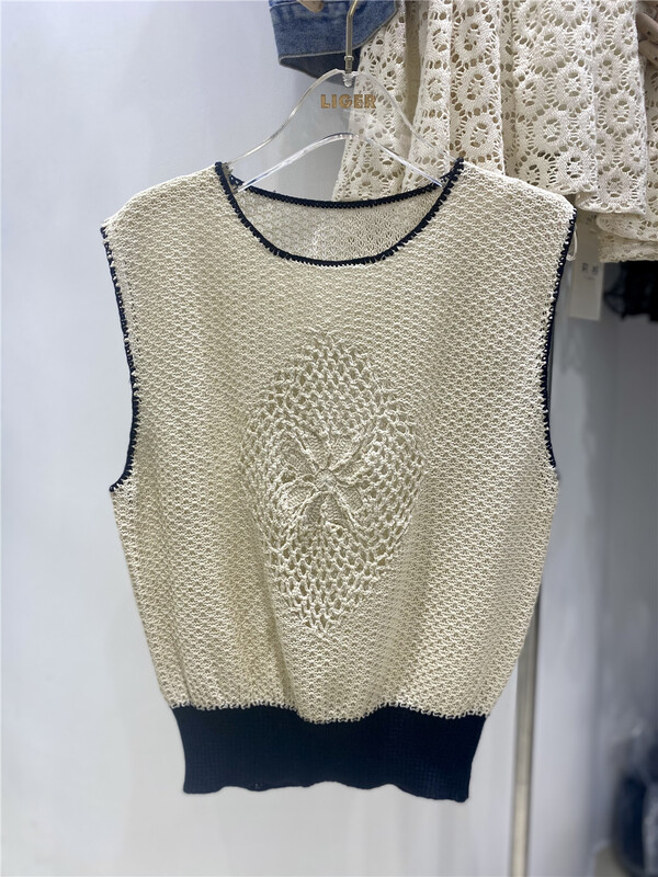 [liger] fashionable and versatile sleeveless hollow out design sweater 41179# WPL