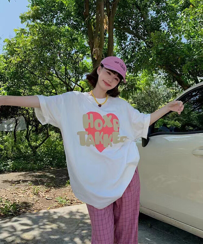 [j.2] net red love couple versatile short sleeve T-shirt 2225# LSW