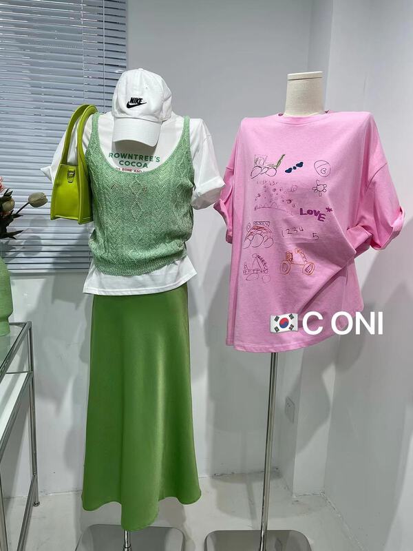 San Jennie [C oni] sketch print new short sleeve T-shirt c220-t683# HLL