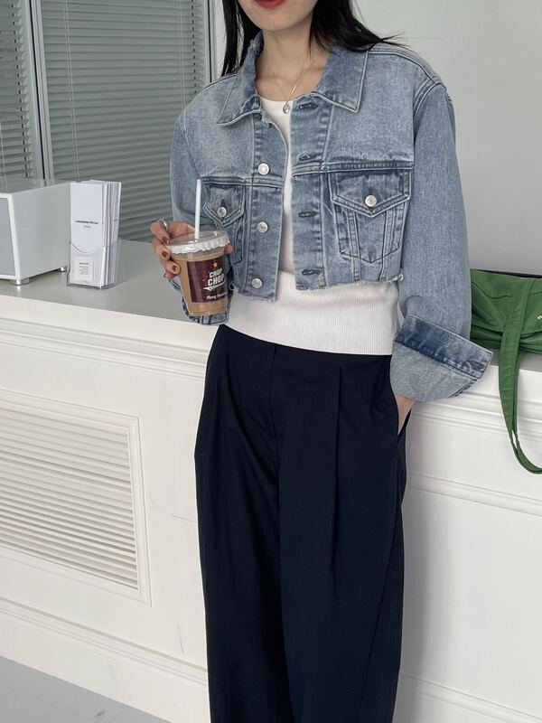 New year in early spring! [clean space] Korean fashion shirt collar single breasted short coat 30927# CLS