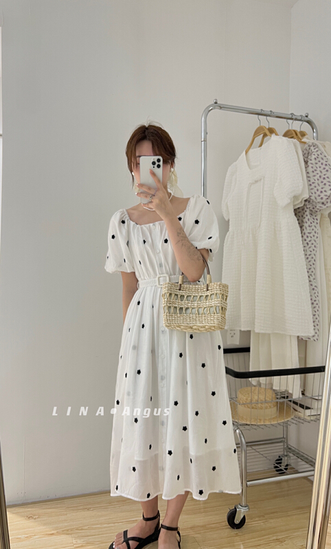 [Lina] foreign style first love wave point gentle style dress (with belt) 0137# hjy