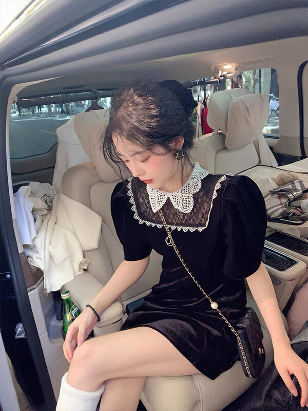 goods in stock! New year in early spring! [savage] Korean version of exotic exquisite lace collar beautiful dress e5852# jhy