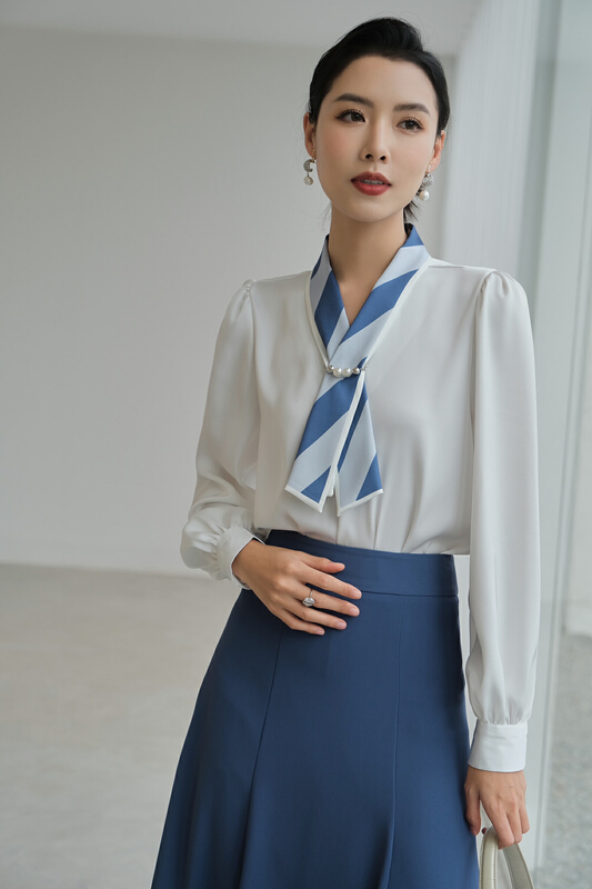 [Qifan] fashion stitching versatile blouse 7930# JJ