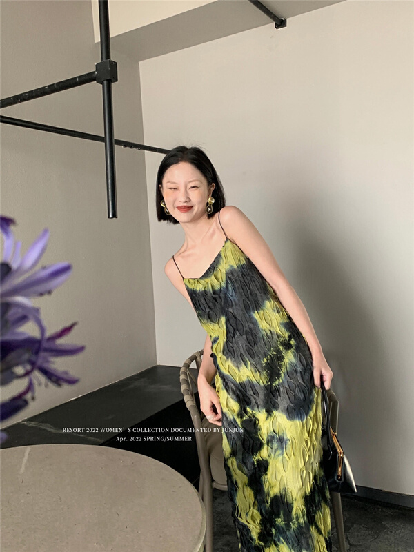 New in early summer! [DT class] Vintage tie dyed fashion dress 4671# XYJ