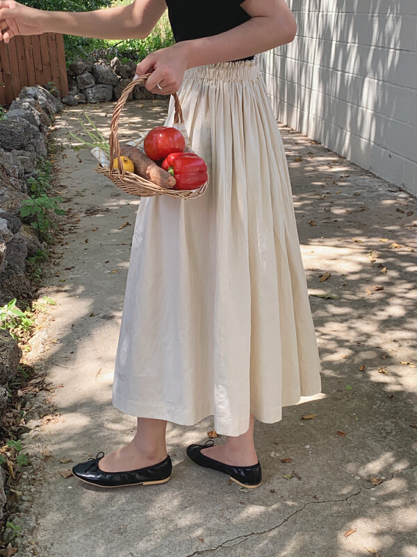 [vis type] elastic waist Korean simple skirt 3656# hjy