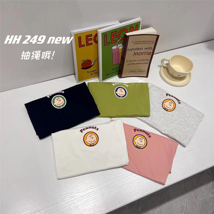 [HH & miss Lai] Korean drawstring print versatile short sleeve T-shirt 249# L