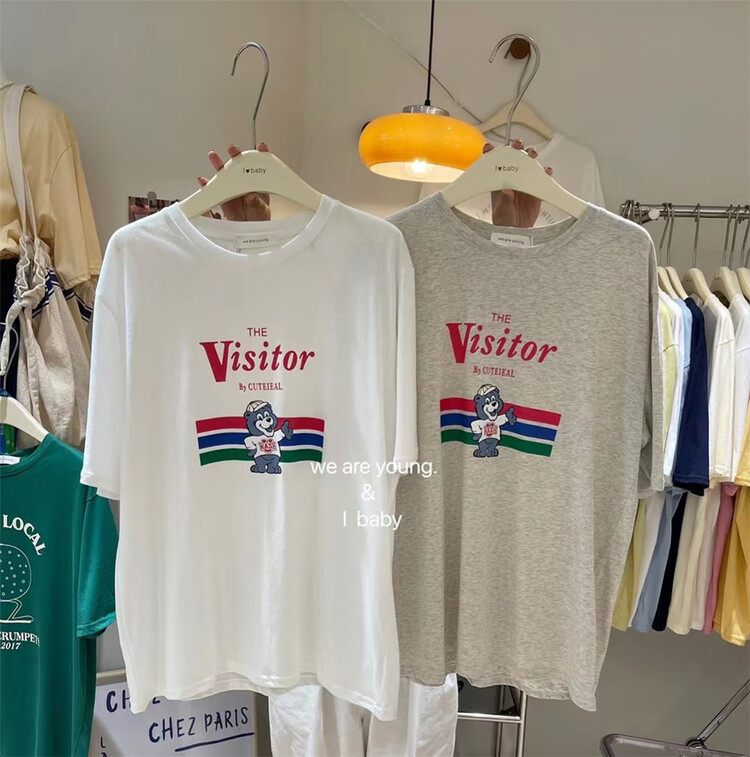 New in early summer! "WE ARE YOUNG" Korean cartoon printing ins short sleeve T-shirt 089# ZXX
