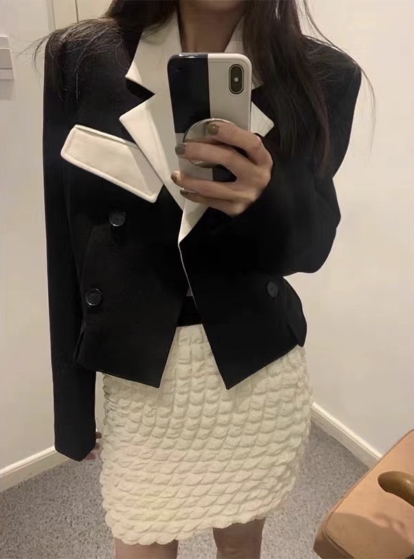 New year in early spring! [M queen] niche short color matching double breasted suit (excluding pants) 3313# HBx