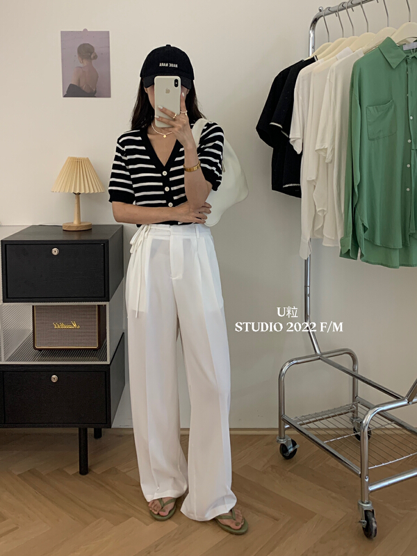 Original price 55.27! New in early summer! [U grain] side rope straight tube slim trousers 9209# HBx