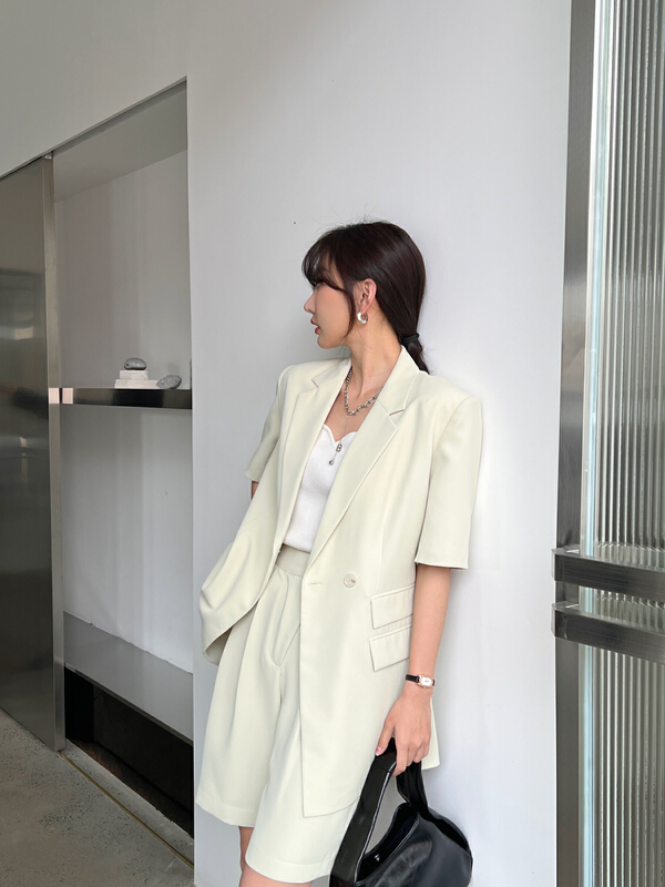 [context sense] temperament one button design short sleeved suit tts1412# CLS