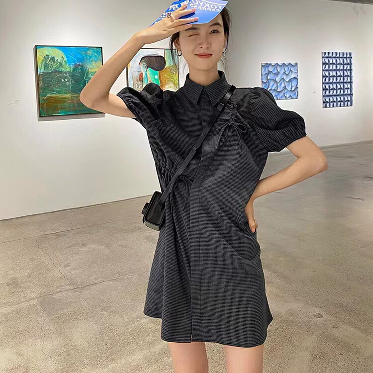 [wgwe] French retro bubble sleeve dress 1771# PCZ