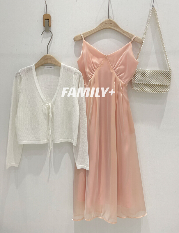 [family +] temperament fairy streamer suspender skirt + ice cut-out sunscreen cardigan set 352# ozq