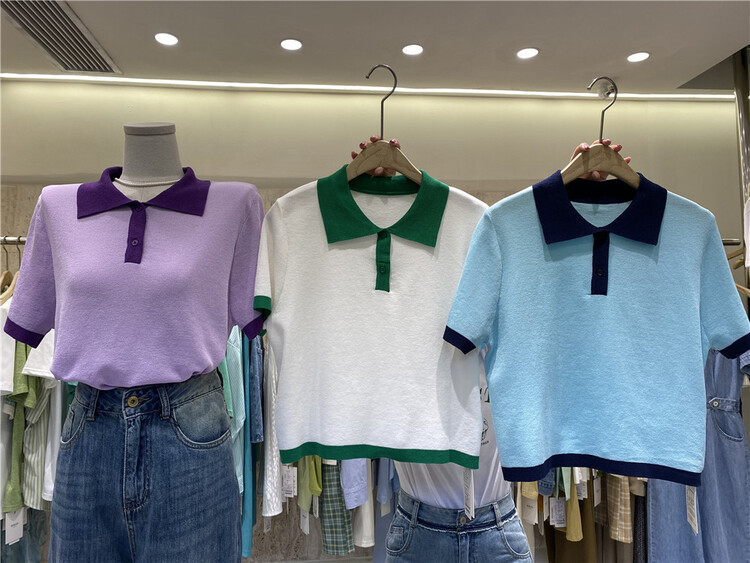 New in early summer! [Boran buran] contrast Korean Pullover Sweater 7185# XYY